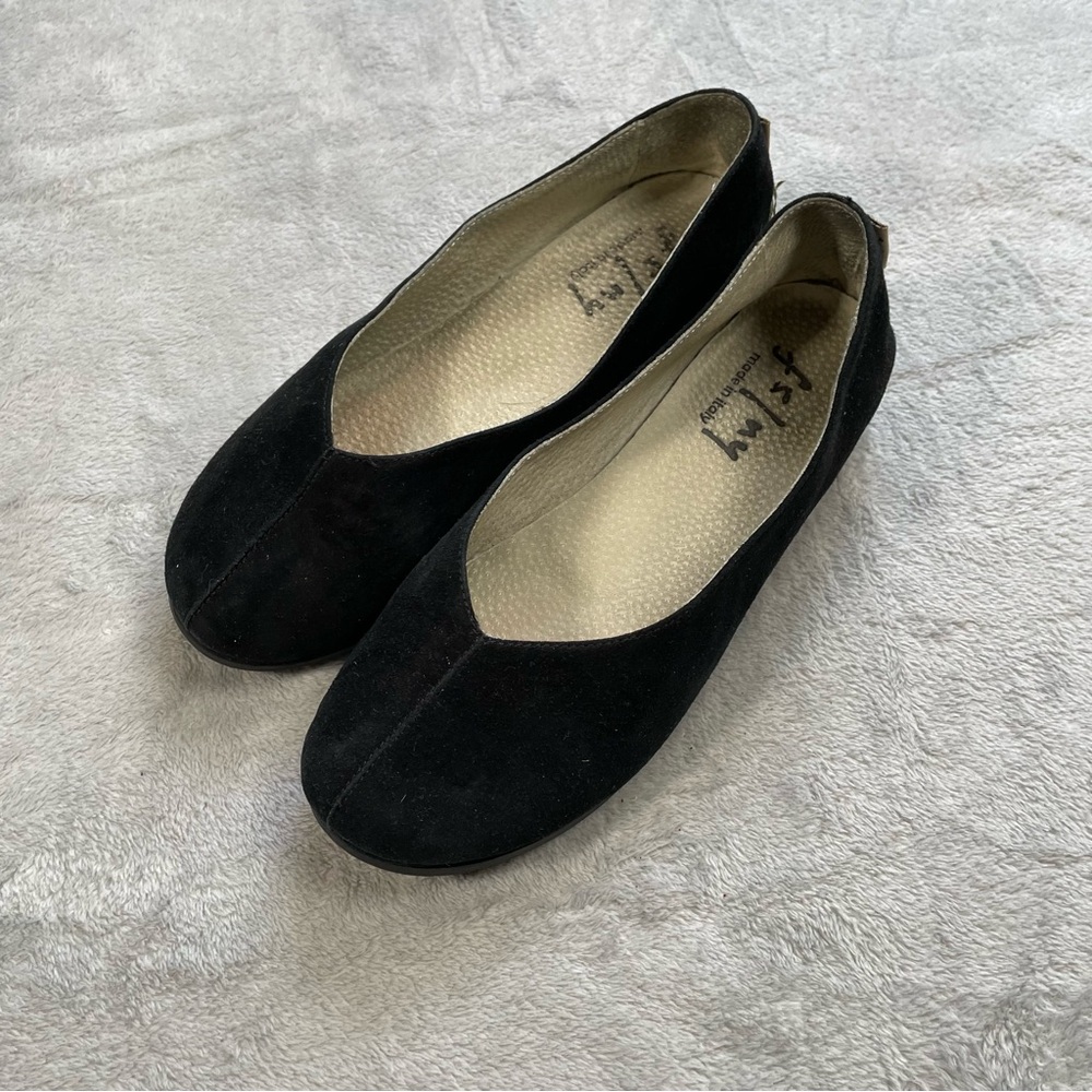 French Sole New York FS/NY Suede Leather Flats Black 7.5
